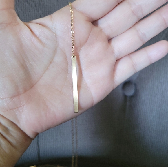 Silver🤍 Wren🪶 Cubic Zirconia💎 & Gold💛 Filled Bar Y-Necklace - Picture 2 of 13